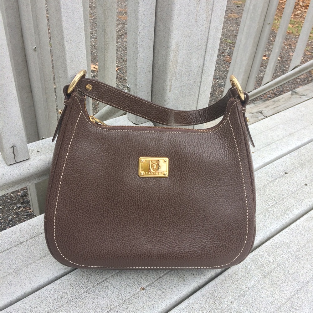 Zavier deep brown genuine leather shoulder handbag
